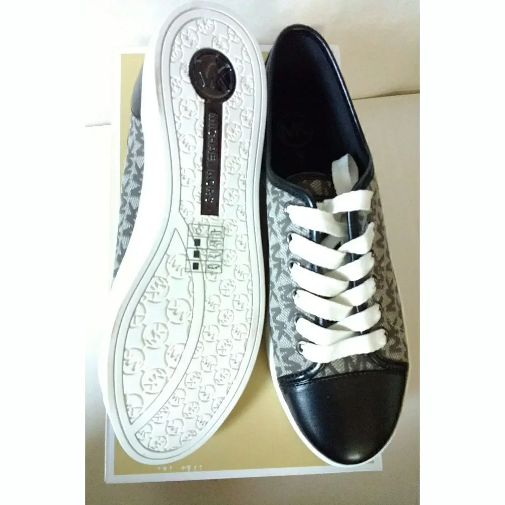 New! MICHAEL KORS Women's MK Logo City Sneakers Shoes Laceup Size 7.5 Graphite